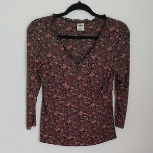 VTG Old Navy Womens Dark Floral Babydoll Mesh Top Size M Fairy Whimsigoth Y2K